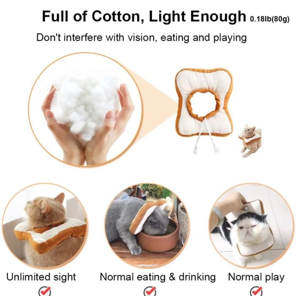 Adjustable Soft Toast Cat Cone Collar 🐱 🍞